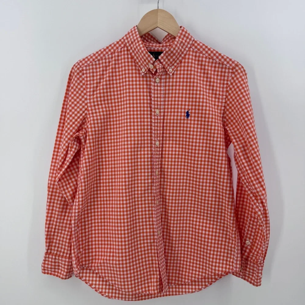 Polo Ralph Lauren Boys L 14-16 Shirt Bundle Pink Orange Red Gingham Big Pony Lot